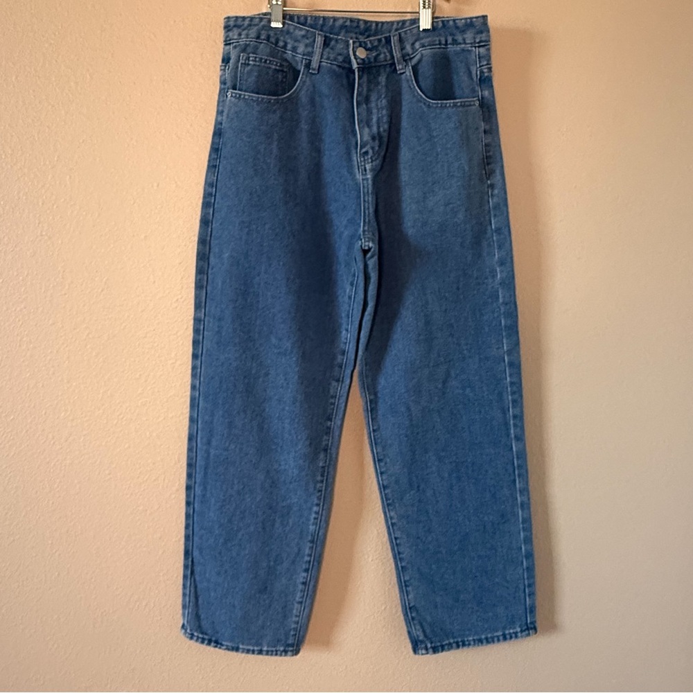 SHEIN Men's Dark Blue Relaxed Denim Jeans M